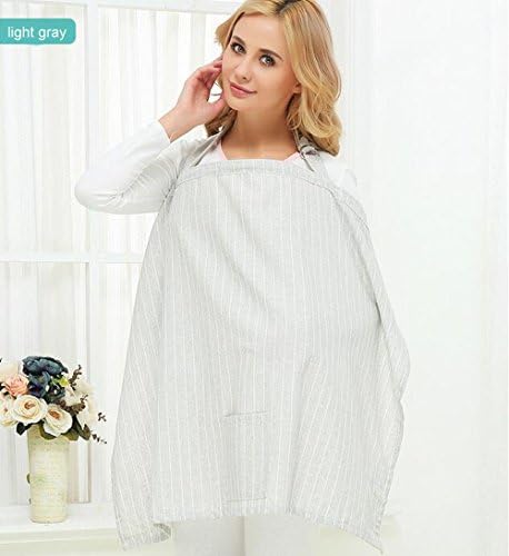 Fen Fun Grid Style Neck Support Nursing Cover for Baby Breastfeeding Full Coverage 100% Breathable Soft Cotton Linen