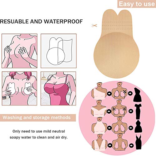 Adhesive Bra Silicone Strapless Backless Push Up Invisible Nipple Covers Breast Lift Tape for Women (M(Suit for A/B Cup))