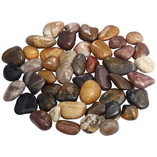 mookaitedecor 1lb/460g Natural Polished Assorted Pebbles River Stones Rock, Tumble Stones Bulk for Plant Pot Vase Aquarium Garden Wedding Bonsai Decor Home Decoration