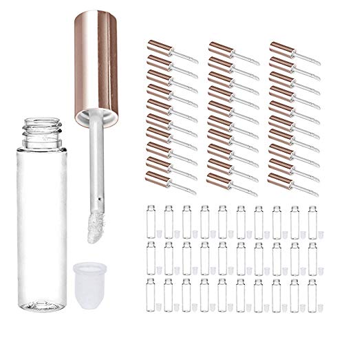 30 Plastic PET Lip Gloss Bottles 10ML Balm Container Clear Stopper Rose Gold Lot