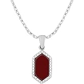 Sterling Silver Hexagon Necklace, Gemstone Pendant for Women, Natural Stone Women Jewelry, Birthstone Gift for Her