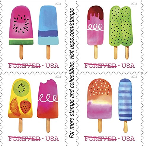 Frozen Treats - 2018 USPS Forever First Class Postage Stamp Scratch-and-Sniff Sheets U.S. Forever 50 Cents (5 Books of 20 Stamps Each)