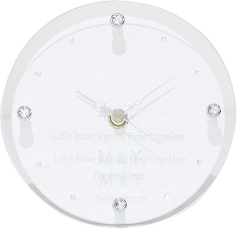 Amazon Co Jp 名入れ 名前入れ 時計 置き時計 掛け時計 キラキラ ラインストーン 名入れ 置き時計 結婚祝い 周年祝い ホワイト ホーム キッチン