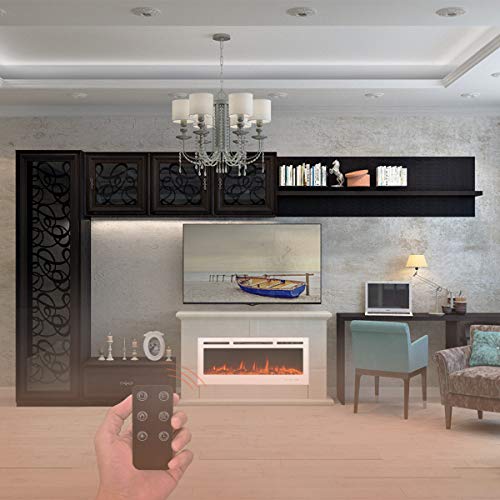 YODOLLA 50" White Electric Fireplace Insert,Touch Screen Control Panel & Remote Control, 750-1500W Heater with Timer & 3 Flames