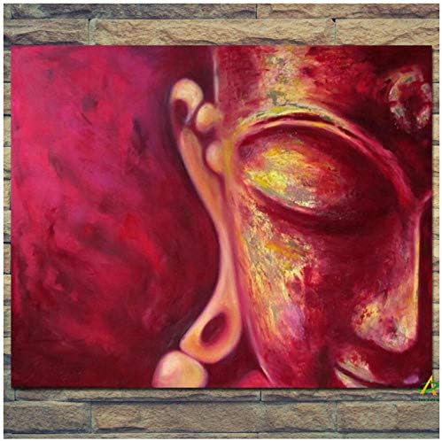 Red Buddha Face Fengshui Canvas Painting Print On Canvas for Buddhism Home Decor Office Wall Art Picture Poster-50x60cm-No Frame
