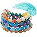 SUNYIK 7 Chakra Matte Agate Bracelet,Wrapped Stone Necklace,Tibetan Buddhist Prayer Beads,with Tassel