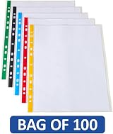 Summit 100 Multi-Colour Punched Poly Pockets A4 50 Micron 100 Pack view 2