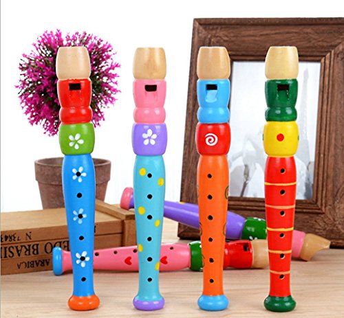 Leegor Christmas Gift Multi-Color Baby kids Wooden Horn Hooter Trumpet Instruments Music Educational Toy