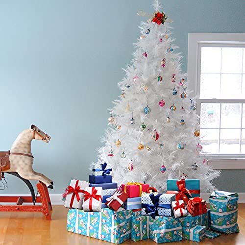 Randaco Albero di Natale artificiale, 150 cm, con 350 punte, difficilmente infiammabile, in PVC, albero di Natale, decorazione natalizia, colore: bianco