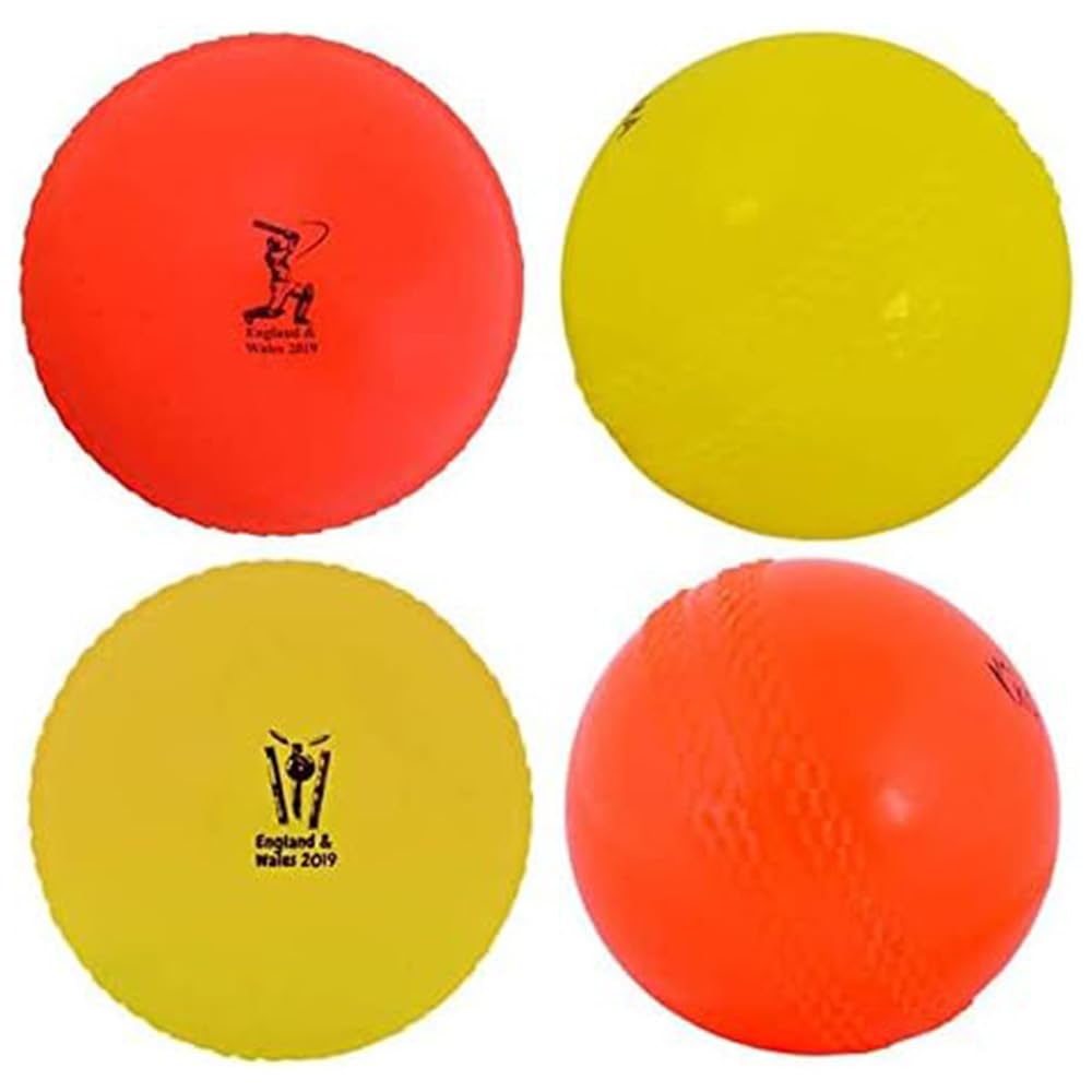 Kosma Set of 4 Windball Cricket Ball | Indoor & Outdoor Soft Training Cricket Ball for Coaching Practic (2Pc Each of Orange & Yellow)