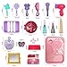 WenToyce Pretend Play Make up Kit Little Girls Dress-up Fake Cosmetic Set with Storage Backpack Box-No Mess Kids Beauty Salon