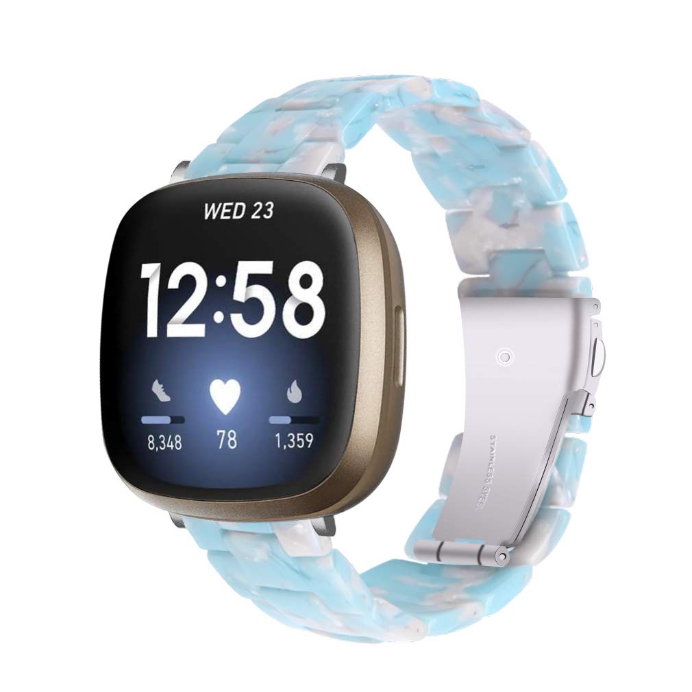 Chofit Straps Compatible with Fitbit Versa 4/Sense 2 Strap, Adjustable Resin Replacement Wristband Band Bracelet for Versa 4/Sense 2 (Sky Blue)