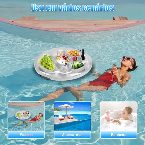 Genérico - Bandeja de Flutuante Inflável, Suporte Inflável Flutuante para Bebidas, 2 Alças, 70 × 50 cm