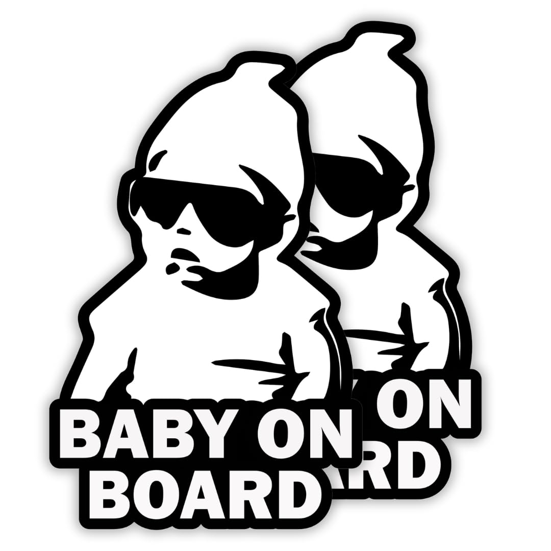 Baby on Board Sticker for Cars Funny Cute Safety Caution Decal Sign for Car Window and Bumper No Need for Magnet or Suction Cup - Carlos from The Hangover (2 Pack)
