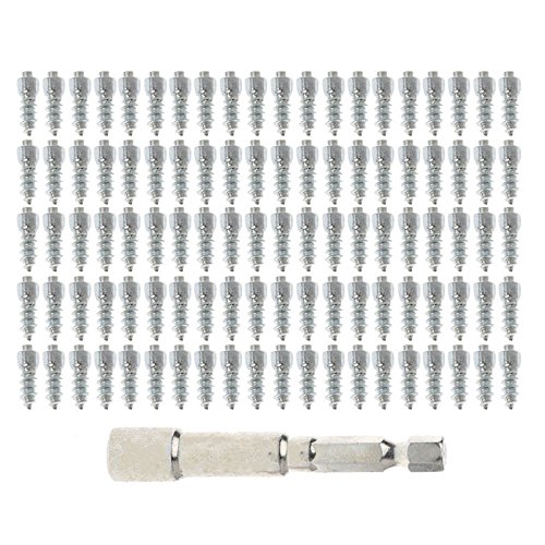 Click Here to See More Images KKmoon 100 Pcs Stud Screw 12mm Auto Car SUV ATV Anti-Slip Screw Stud Wheel Tyre Snow Tire Spikes Trim Auto Accessories and Installation Tool