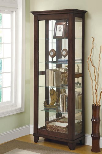 5-Shelf Curio Cabinet with Mirrored Back and Can Lighting Cappuccino and Clear