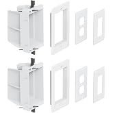 Recessed Outlet/Electrical Box Single Gang, Recessed Outlet Box for Wall Mount TV, Antenna, Phone and Cable TV, Suitable for GFCI &amp; Standard, for Old or New Construction(2 Pack)