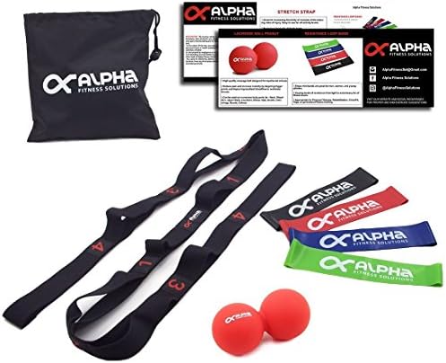 Alpha Fitness Solutions Top Home Workout Kit- Premium Portable All-Inclusive Fit Kit w/ Stretch Strap + Mini Loop Bands+ Trigger Point Massage Ball- Stay Fit &amp; Healthy At Home, In The Gym Or On The Go