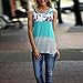 TOOPOOT Women Floral Print Lace Patchwork Tank Ladies Stripe T-shirts (XL, green)