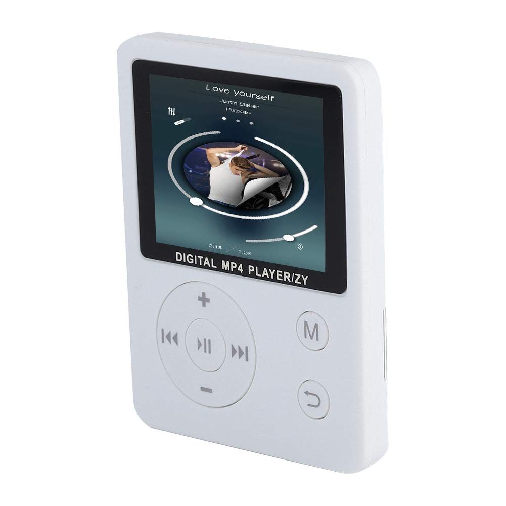 ASHATA MP3 Player / MP4 Player, Portable MP3 Music HiFi Player Support TF Card up to 32GB,Slim Classic Digital 1.8 Inch Screen USB Port(White)