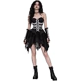 haikyuu Women Halloween Skeleton Corset Dress Gothic Skirt Scary Bride Cosplay Costume