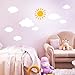 DECOWALL DWG-707WY Sun and Clouds Graphic Kids Wall Stickers Wall Decals Window Stickers Peel and Stick Wall Stickers for Kids Nursery Bedroom Living Room (White_707WY)