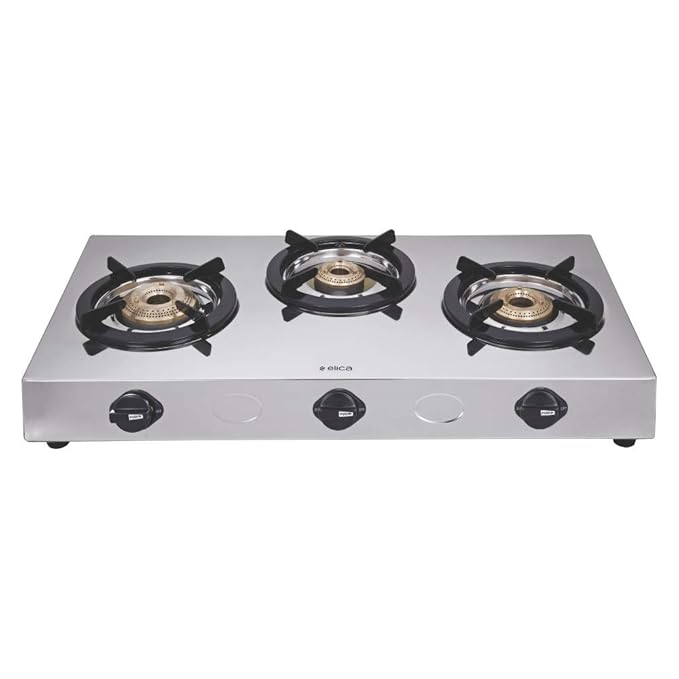 Buy Elica 3 Burner Stainless Steel Gas Stove (INOX 713 SB) Online at