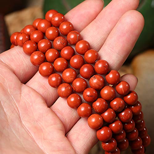 Natural Red Jasper Stone Beads Gemstone Loose Beads for Jewelry Making Supplies 8mm Approxi 15.5 inch 45pcs with Free 2M Elastic Stretch Bead Cord for Jewelry Making and Bracelet Making - Thumbnail 2