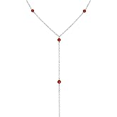 Luna Tide Carnelian Dainty Y Necklace in Sterling Silver