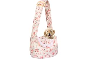 YHSHYZH Floral Print Pet Carrier Bag for Small Dogs and Cats, Hands-Free Design Dog Purses(Red Floral, Small)