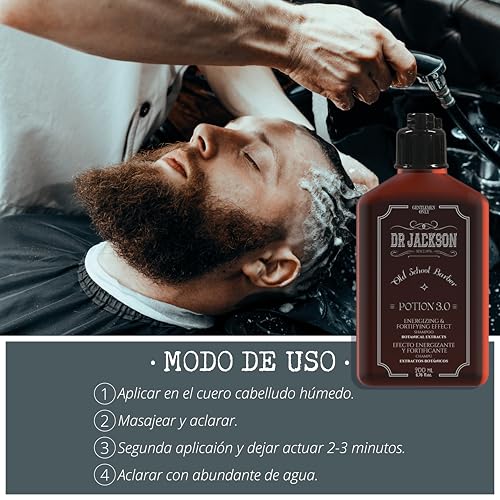 DR. JACKSON Men's Shampoo 200 ml Daily Use 3 in 1 Anti-Dandruff Shampoo, Oily Hair Shampoo and Beard Shampoo Man with Hair Conditioner Effect. Shampoo without Sulfates or Parabens Revitalizing.