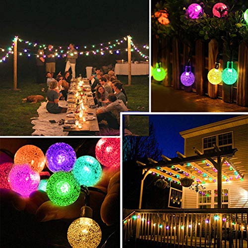 Solar Globe String Lights, 21ft 30 LEDs Solar String Lights Garden Outdoor,8 Modes Outdoor Multi-Colored Waterproof Crystal Ball Fairy Lights for Garden Yard Home Party Wedding Decor (Multicolor)