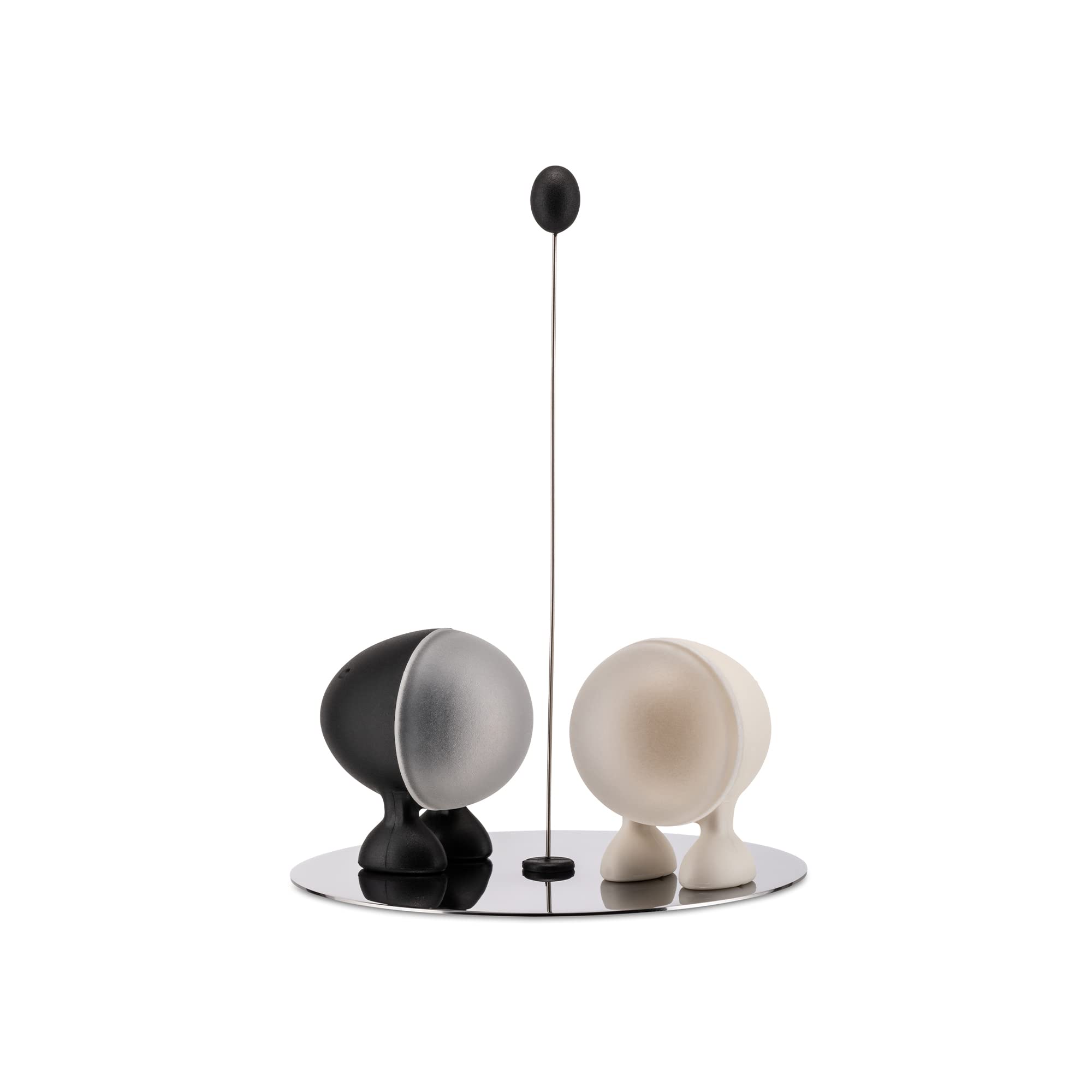 Alessi Lilliput Salt and Pepper Set with Magnetic Base, Black/White