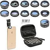 11 in 1 Cell Phone Camera Lens Kit Wide Angle Lens &amp; Macro Lens+Fisheye Lens+Telephoto Lens+CPL/Flow/Radial/Star/Soft Filter+Kaleidoscope Lens Compatible iPhone Samsung Sony Most Smartphone