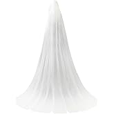 Heliltd Bride Wedding Veil 118 Inches Long 1 Tier Drop Veil Cathedral Bridal Veil with Comb Chapel Tulle Hair Accessories