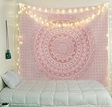 Tapestry Wall Tapestry Wall Hanging Tapestries Sparkly Pink Rose Gold Ombre Mandala Tapestry Large Indian Mandala Wall Hanging Bohemian Hippie Bedspread Wall Art