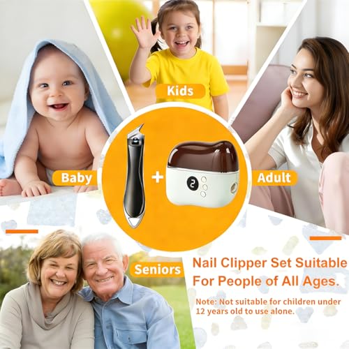 3 in 1 Electric Nail Clippers + Oblique Nail Clippers with Hard Tip LED Nail File Quiet Vibration Reduced Binder Safe for Kids Durable Perfect for Manicure Pedicure Family