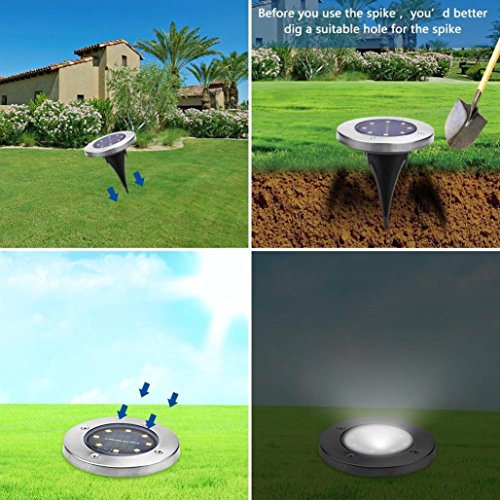 Kanzd 8Pcs 8LED Solar Power Buried Light Under Ground Lamp Outdoor Path Garden Decking (A)