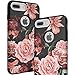 SKYLMW Apple iPhone 7 Plus Case Cute Flowers for Girls/Women Smooth Surface Three Layer Shockproof Protective Cover,Floral Black