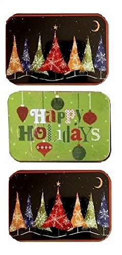 Christmas Gift Card Tin Box Christmas Trees Glowing and Happy Holidays 3 Pack