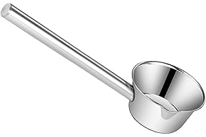 TOMETURE Stainless Steel Water Ladle with Long Handle and Spout 35cm Kitchen Bailer for Cooking and Gardening