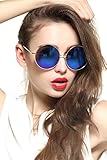 2016 Sexy Oversized Large Round Sunglasses For Women Rainbow Mirrored