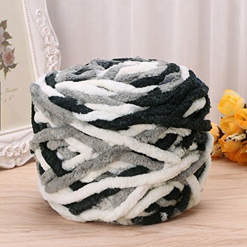 100g/1ball Soft Cotton Hand Knitting Yarn Chunky Woven Bulky Crochet Thick for Scarf Somethings(Black White Grey)