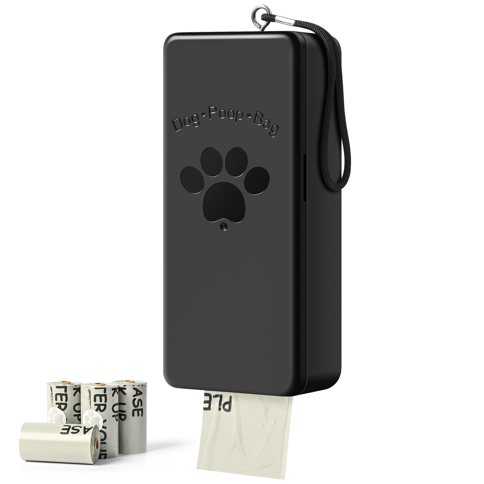 Photo 1 of qeerable Dog Poop Bag Dispenser, Wall-Mounted Dog Bag dispenser Outdoor or Indoor for Doggy and Pets, Black Poop Holder for Yard and Park, Included 4 Rolls (60 Bags)