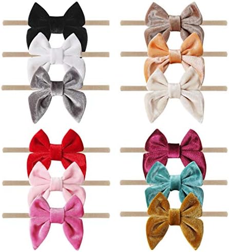 YanJie Baby Nylon Bow Headbands - 3 Pack Simple Nylon Headband Baby Gift Photography Hair Bow