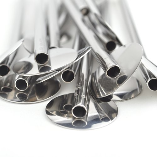 BOROLA 4 Spoon Straws Stirrer Stainless Steel 4 Pack + Cleaning Brush Drinking Straws