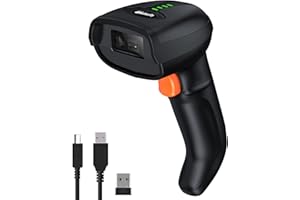 Alacrity Bluetooth Wireless Barcode Scanner 328 Feet Transmission Distance USB Cordless 1D CCD Automatic Barcode Reader Handhold Bar Code Scanner with USB Receiver for Store, Supermarket, Warehouse