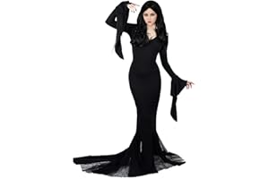 Cosplay.fm Women's Vintage Gothic Long Dress Witch Style Black Dress Halloween Family Cosplay Costume Dress