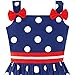 LY95 Girls Dress Cartoon Navy Blue Dot Bow Tie Summer Size 8