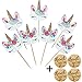 48-pack Rainbow Unicorn Cupcake Toppers Picks, Double Sided Unicorn Cake Toppers for Birthday Baby Shower Party Decorations Supplies.